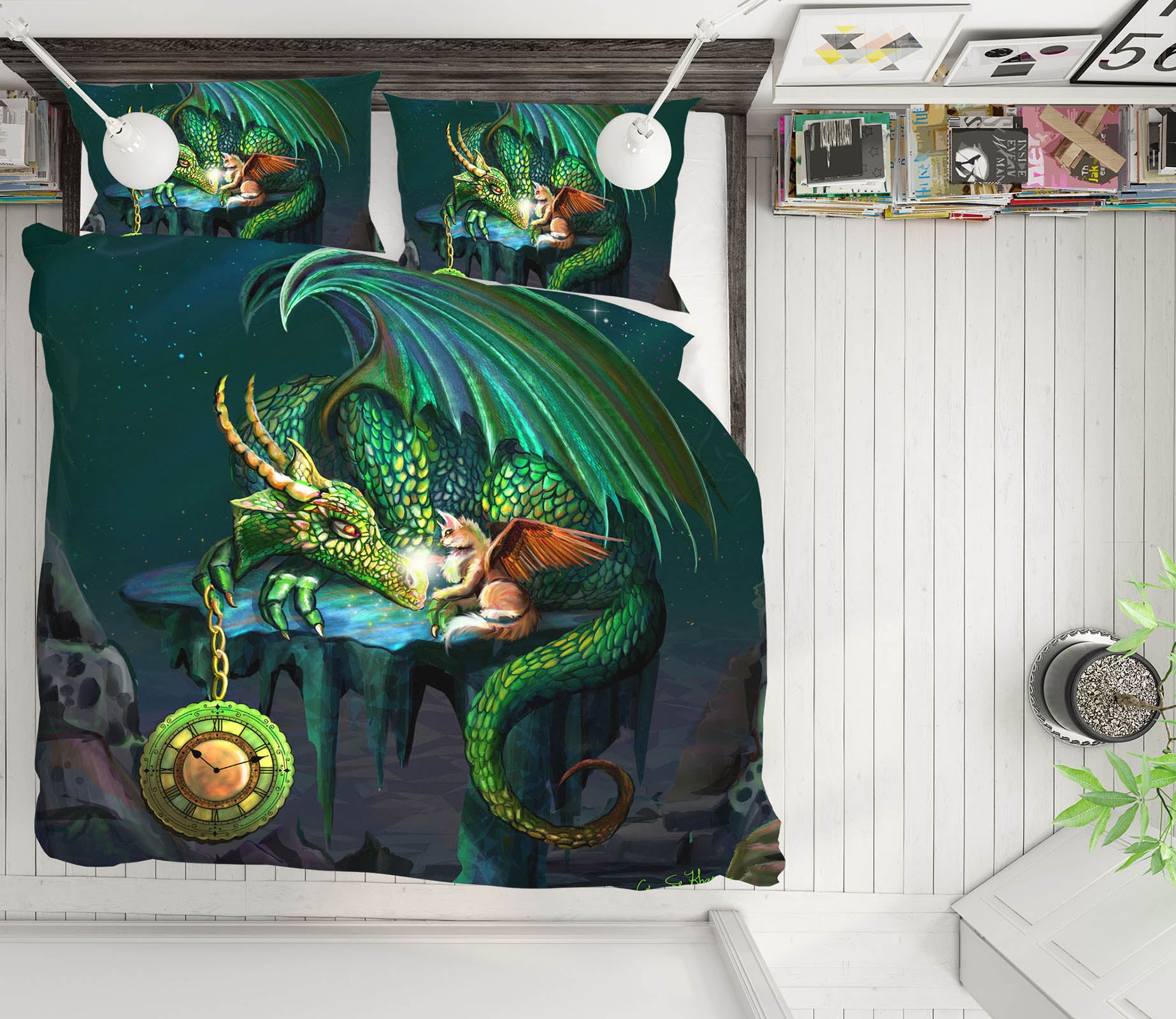 3D Flying Dragon 126 Rose Catherine Khan Bedding Bed Pillowcases Quilt