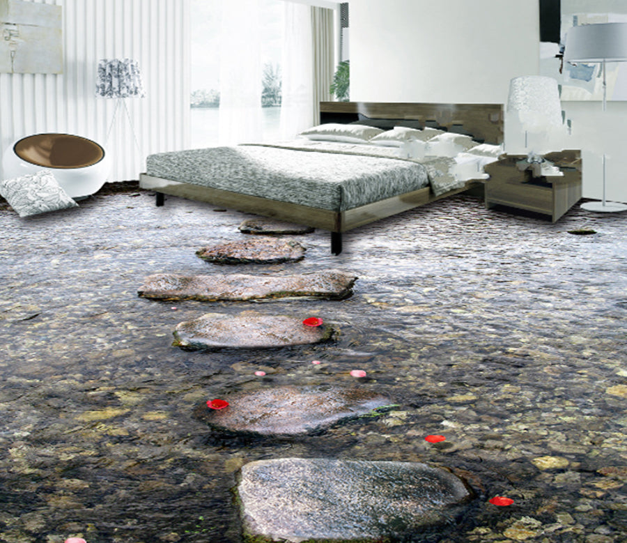 3D Riverbank Stones 414 Floor Mural  Wallpaper Murals Rug & Mat Print Epoxy waterproof bath floor