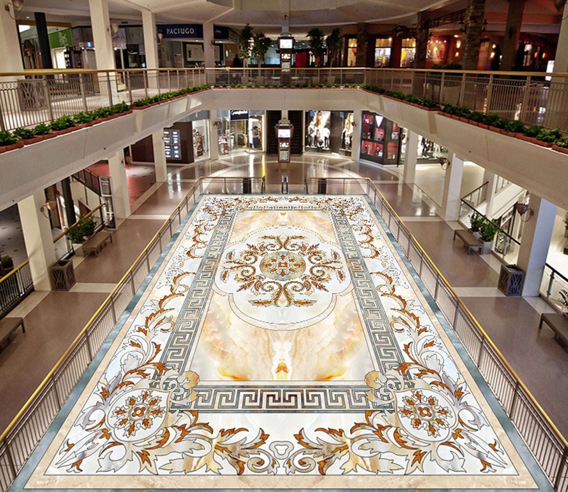 3D Rectangular Marble Flower Pattern WG542 Floor Mural Wallpaper AJ Wallpaper 2 