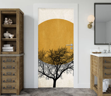 3D Yellow Sun Trees 10159 Boris Draschoff Door Mural