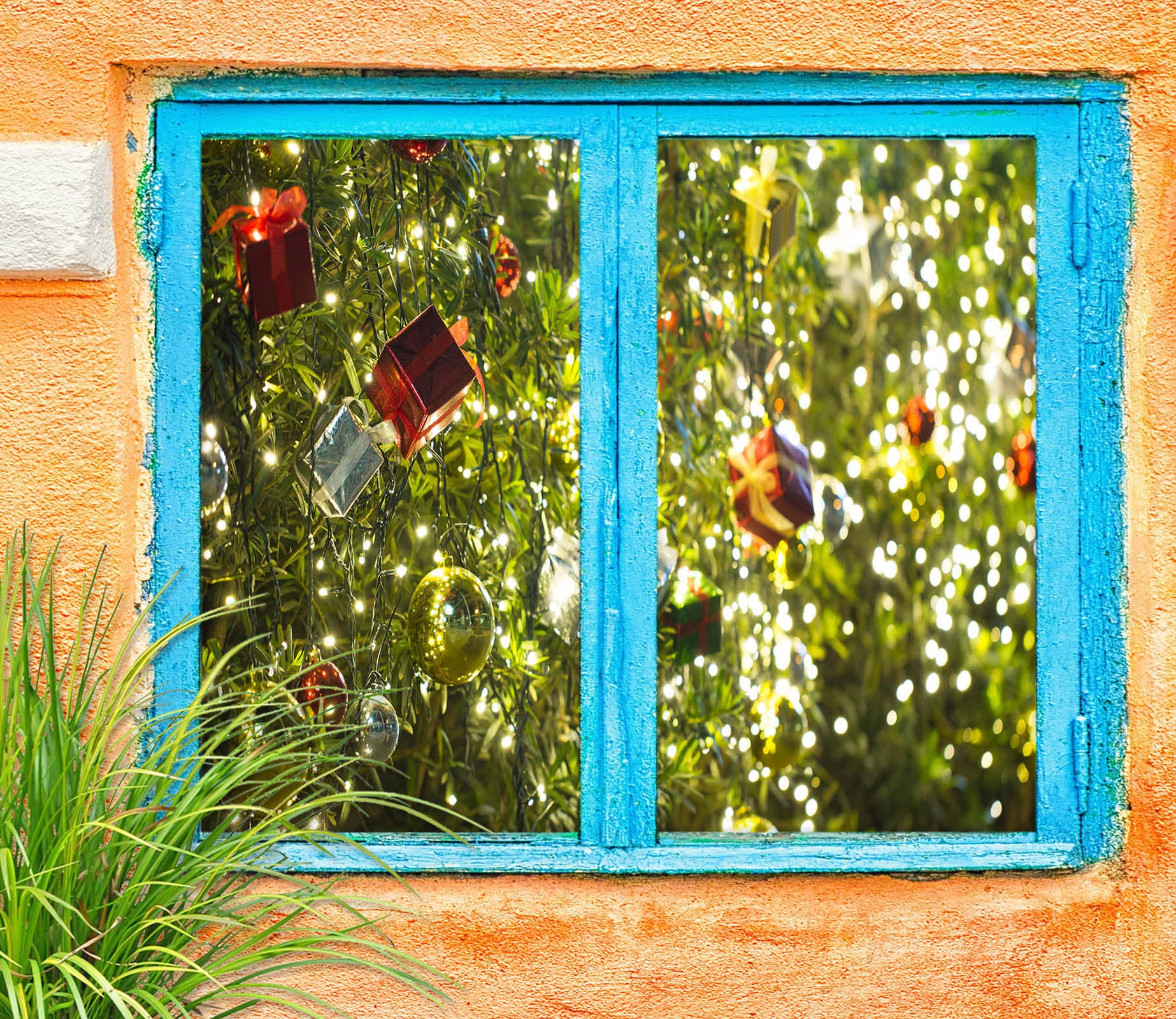 3D Tree Pendant 30054 Christmas Window Film Print Sticker Cling Stained Glass Xmas