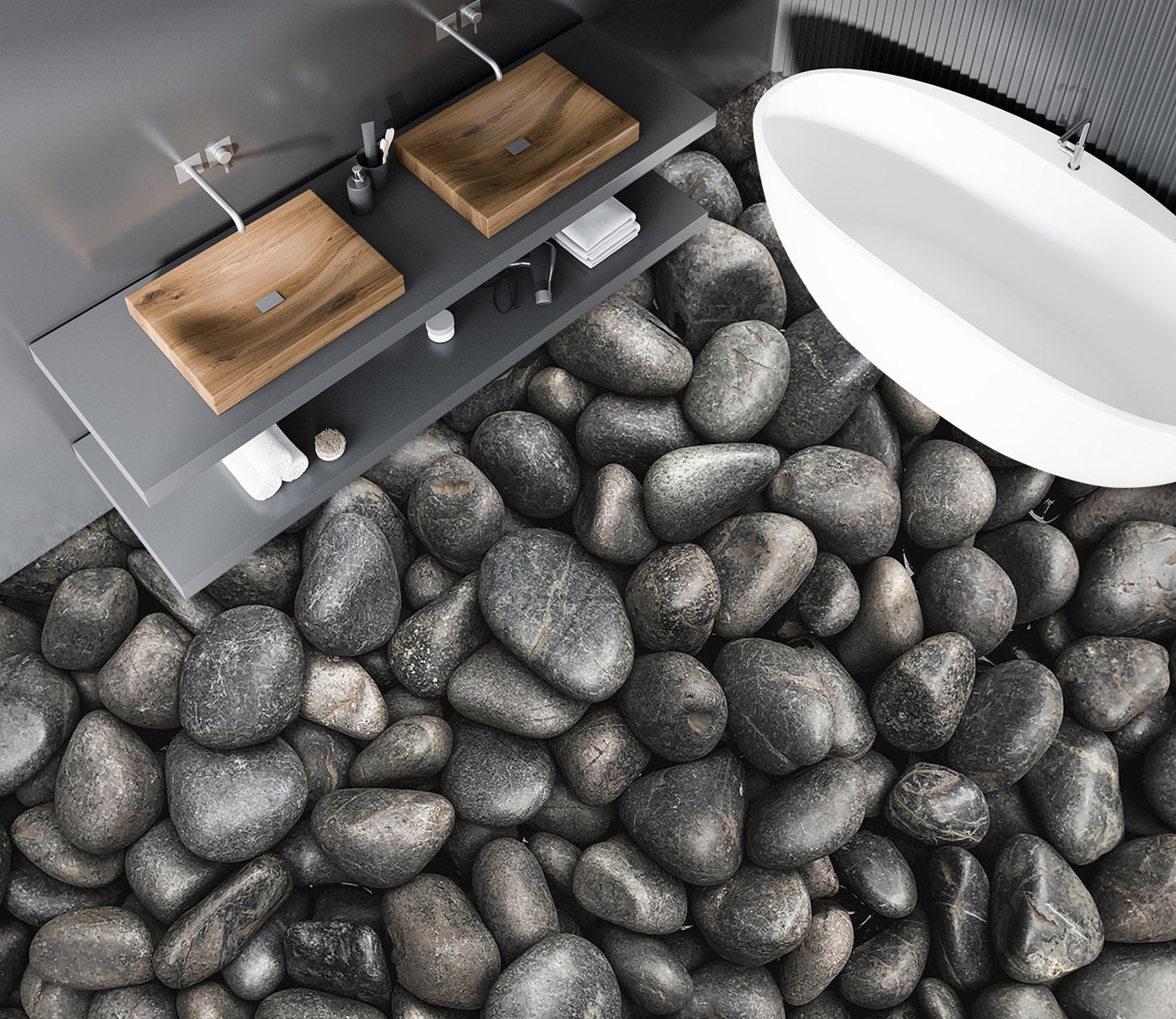 3D Textured Black Pebbles 895 Floor Mural  Wallpaper Murals Rug & Mat Print Epoxy waterproof bath floor