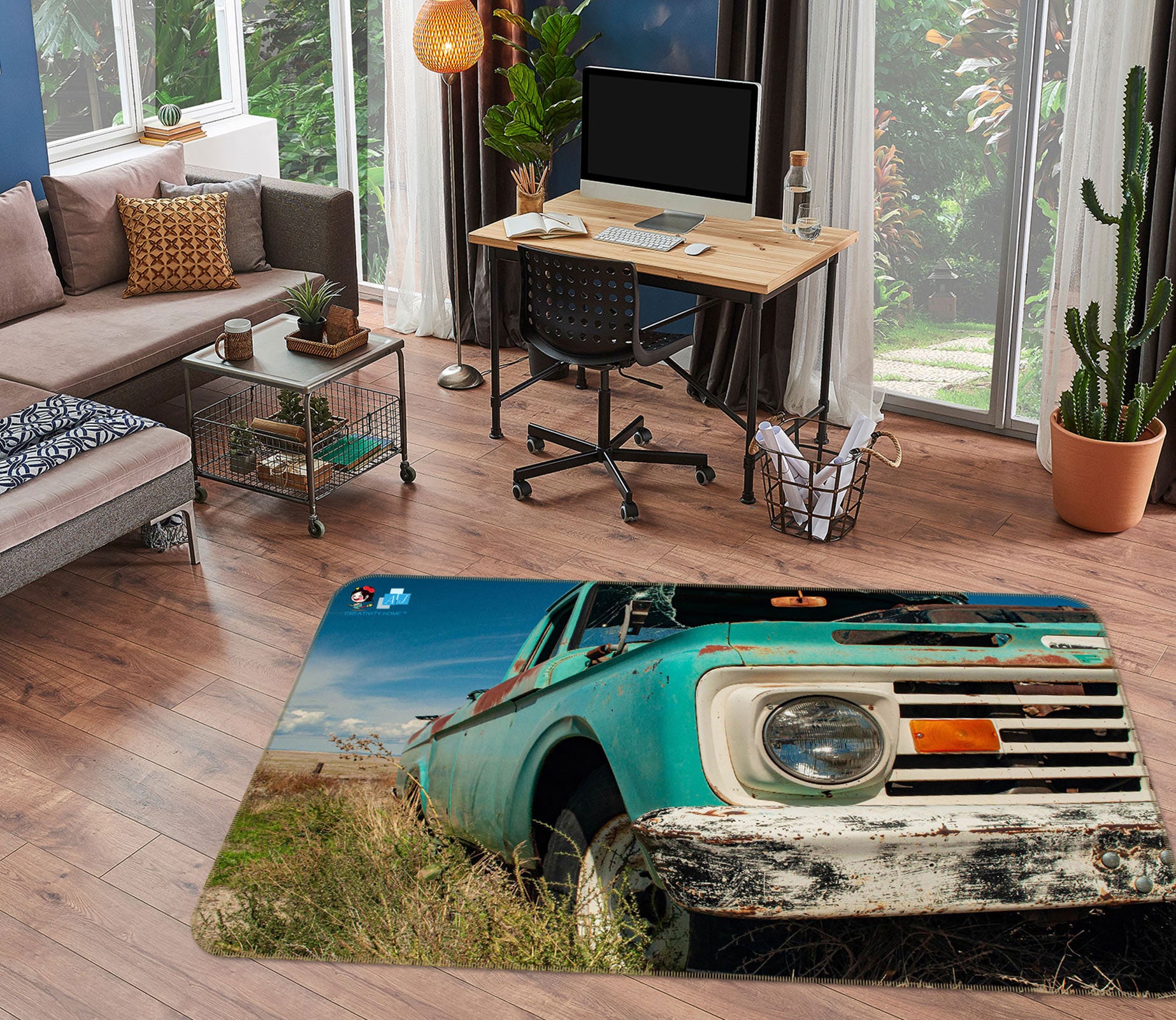 3D Outdoor Pickup Truck 5101 Beth Sheridan Rug Non Slip Rug Mat