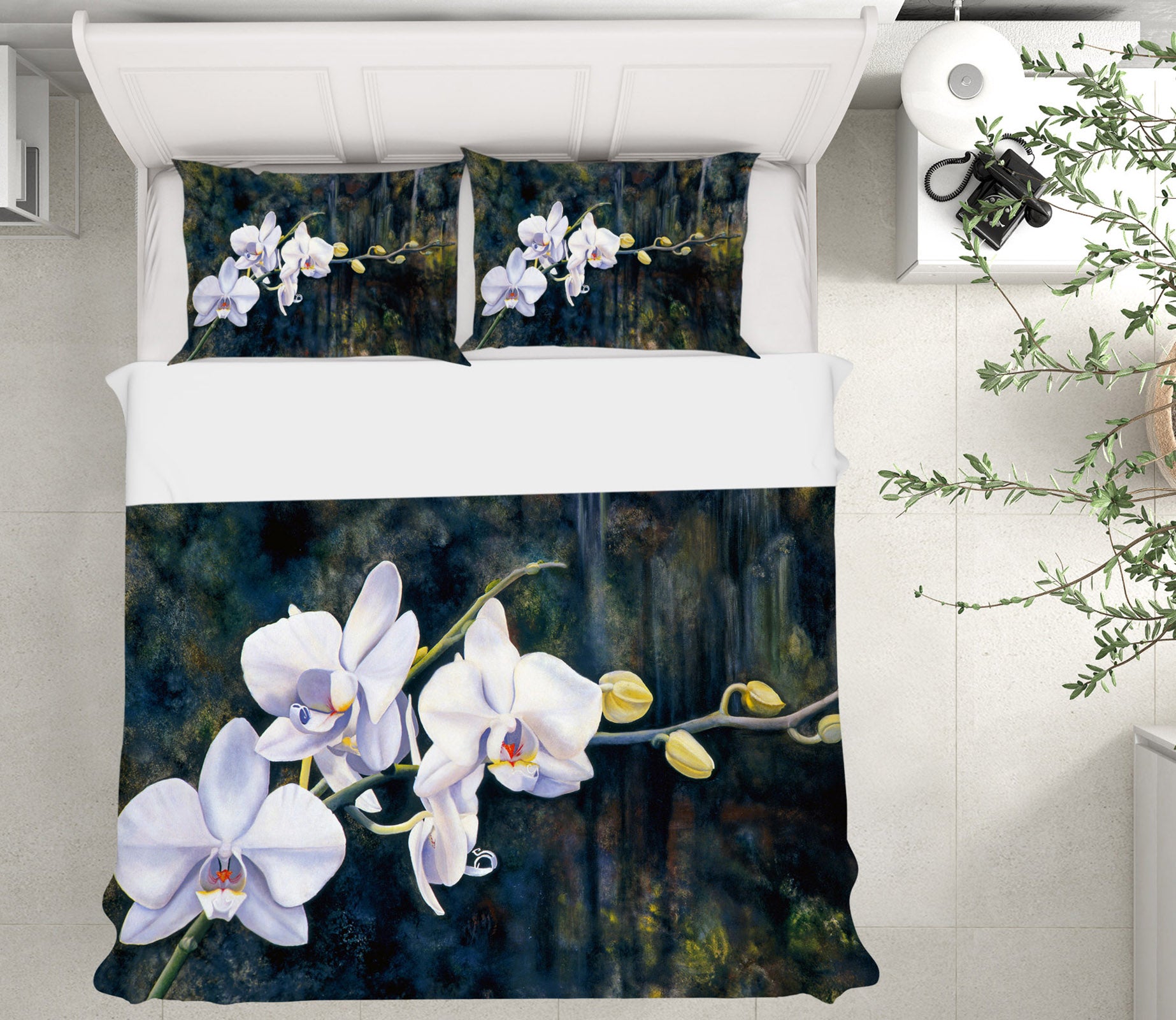 3D White Flowers 11055 Matthew Holden Bates Bedding Bed Pillowcases Quilt