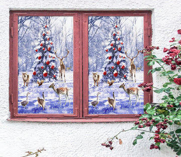 3D Snow Tree 30027 Christmas Window Film Print Sticker Cling Stained Glass Xmas