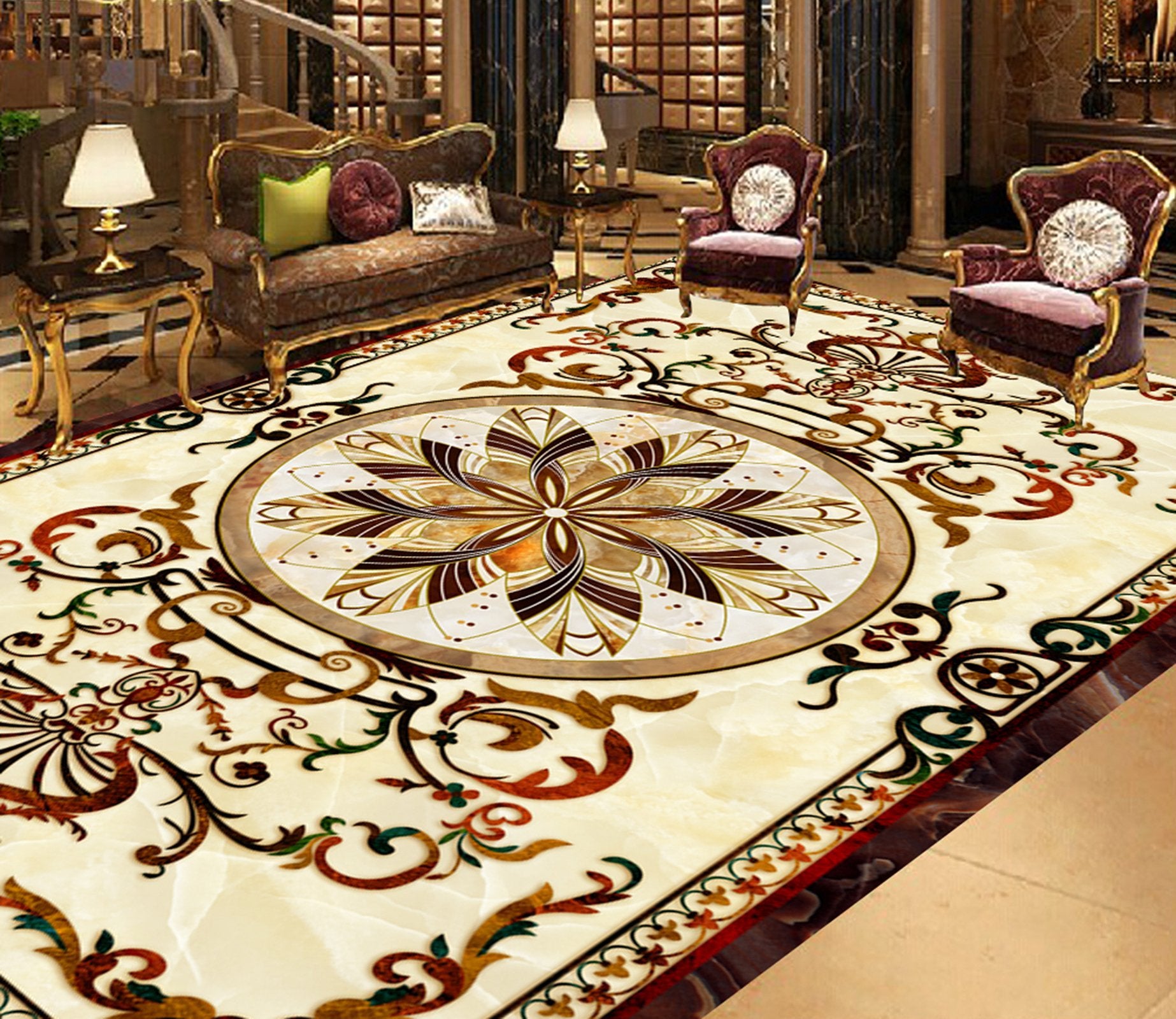 3D Marble Pattern WG545 Floor Mural Wallpaper AJ Wallpaper 2 