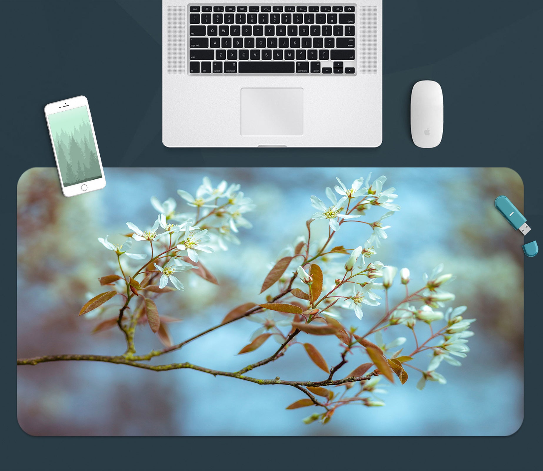 3D Flower Branch 123113 Assaf Frank Desk Mat