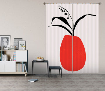3D Red Vase 1137 Boris Draschoff Curtain Curtains Drapes