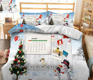 3D Tree Snowman 31193 Christmas Quilt Duvet Cover Xmas Bed Pillowcases