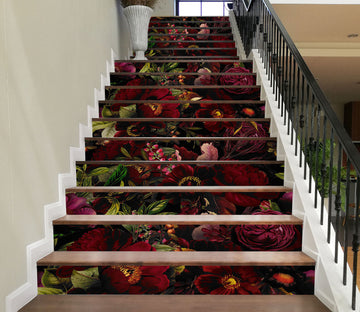 3D Crimson Flowers 10448 Uta Naumann Stair Risers