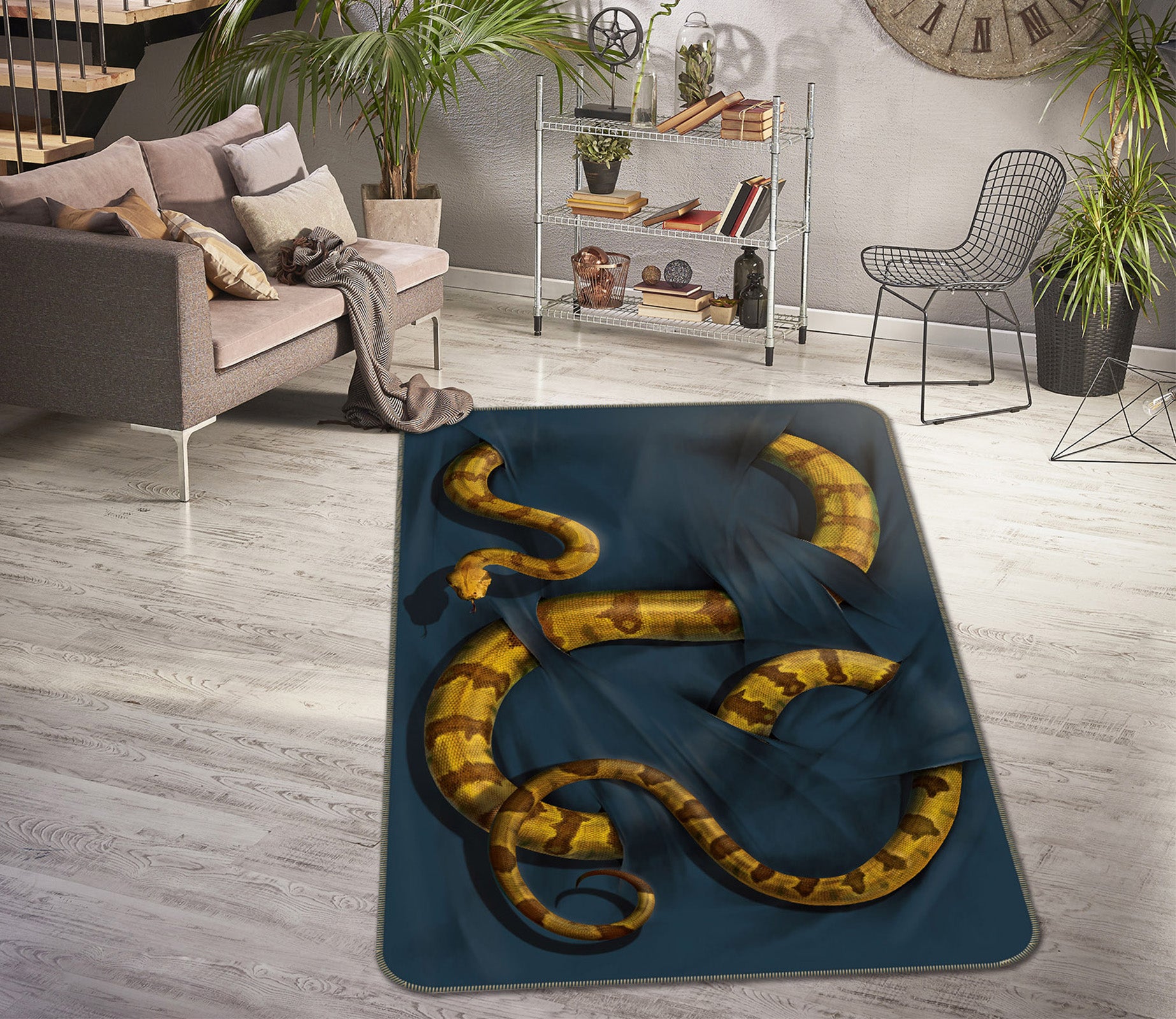 3D Boa Constrictor 1013 Vincent Hie Rug Non Slip Rug Mat