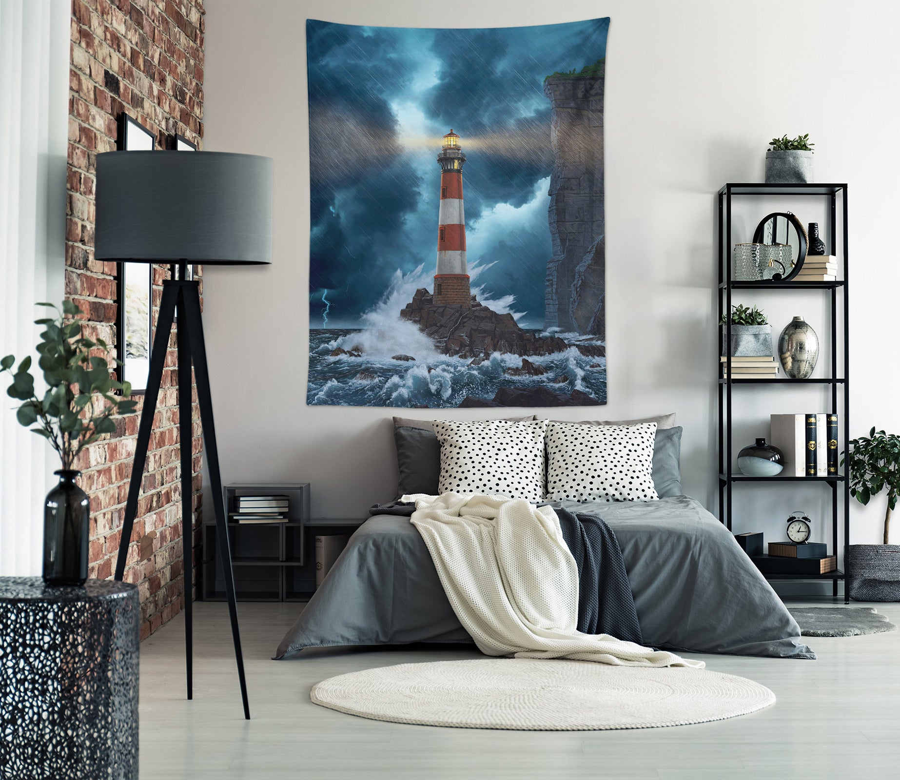 3D Wave Lighthouse 11747 Vincent Tapestry Hanging Cloth Hang
