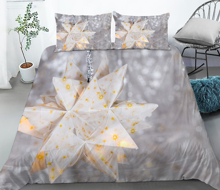 3D Star Shape Pendant 32104 Christmas Quilt Duvet Cover Xmas Bed Pillowcases