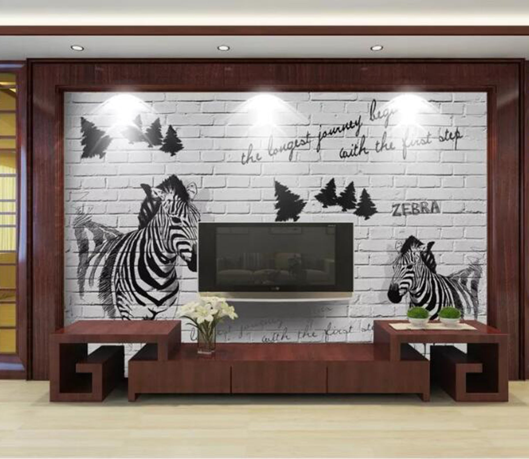 3D Grey Zebra WC93 Wall Murals Wallpaper AJ Wallpaper 2 