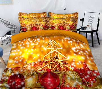 3D Golden Red Ball 31172 Christmas Quilt Duvet Cover Xmas Bed Pillowcases