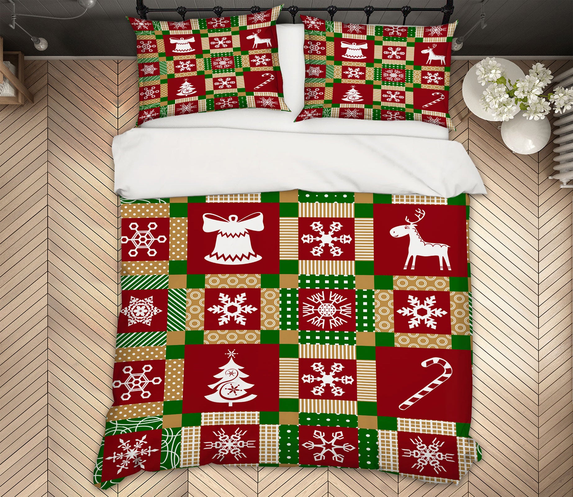 3D Red Square 52194 Christmas Quilt Duvet Cover Xmas Bed Pillowcases