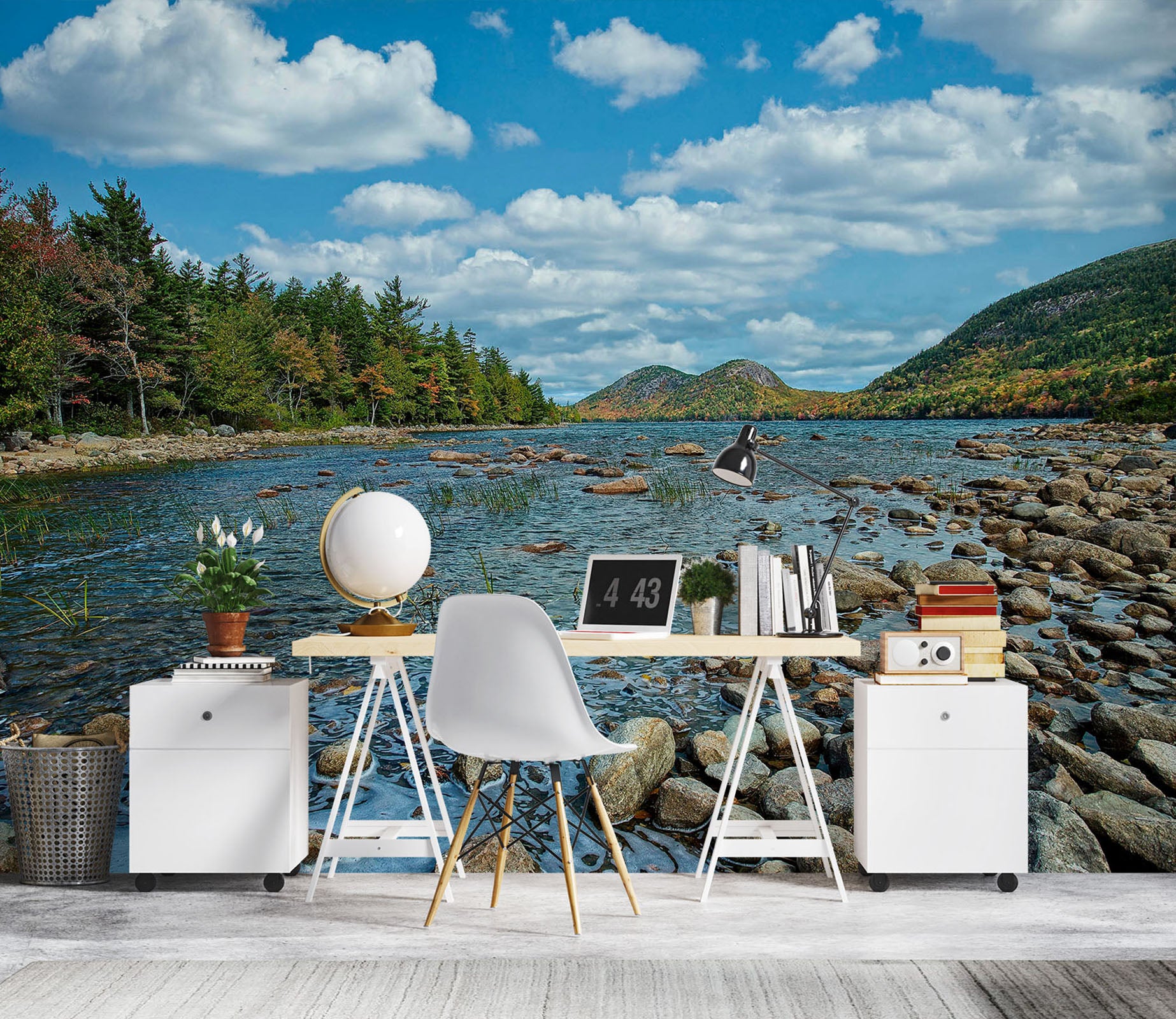 3D Mountain River 62083 Kathy Barefield Wall Mural Wall Murals