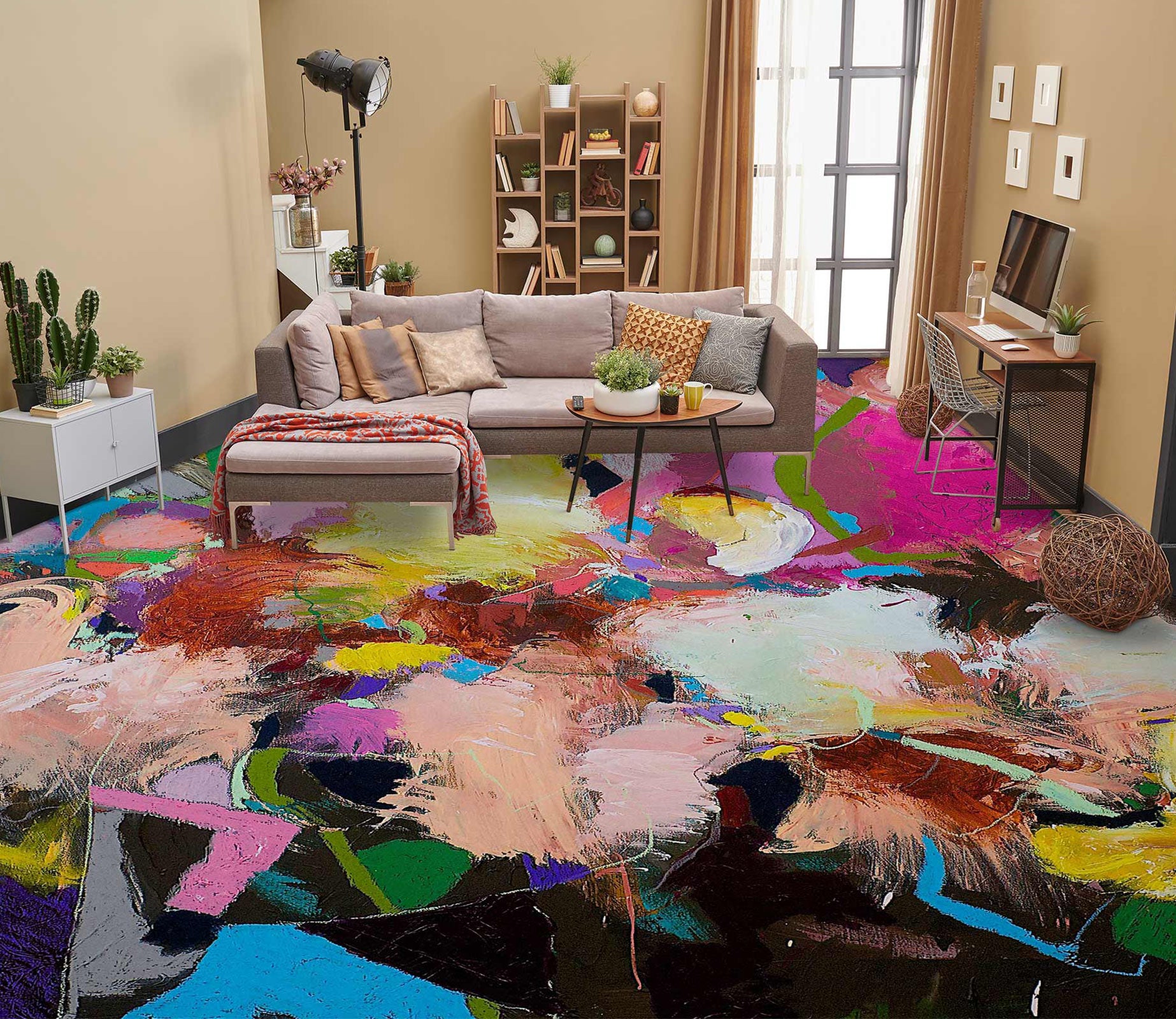 3D Colorful Paint Pattern 9608 Allan P. Friedlander Floor Mural  Wallpaper Murals Self-Adhesive Removable Print Epoxy