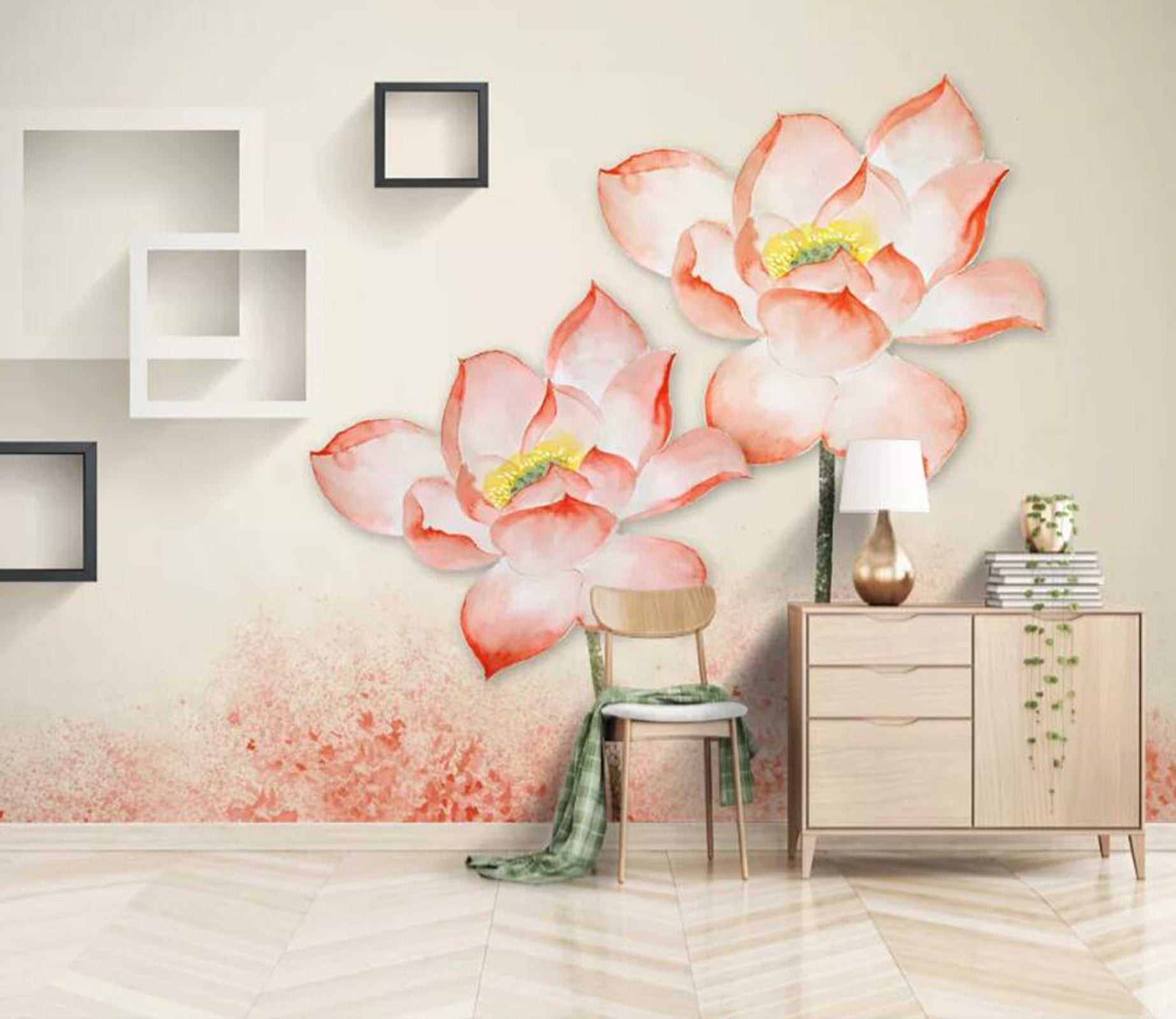 3D Pink Lotus WC22 Wall Murals Wallpaper AJ Wallpaper 2 