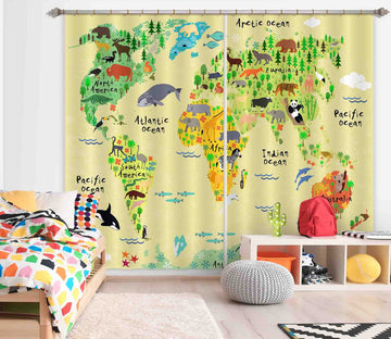 3D Forest Map 803 Curtains Drapes