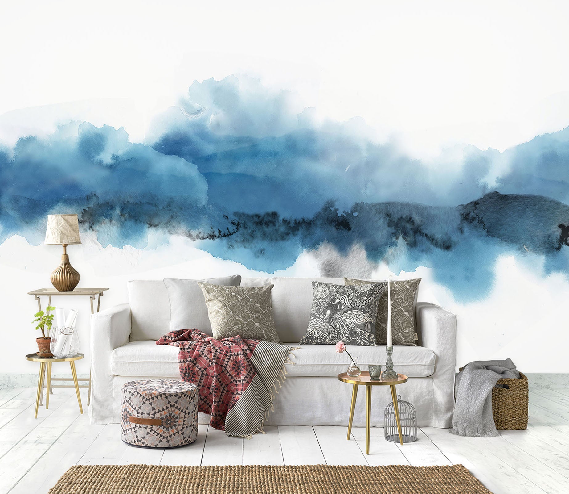 3D Blue Ink Pattern 1424 Wall Murals