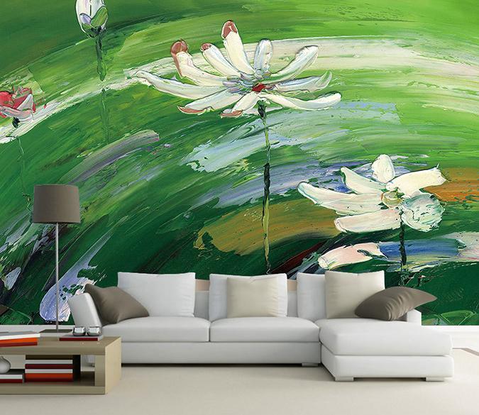 3D Oil Painting Lotus 359 Wall Murals Wallpaper AJ Wallpaper 2 