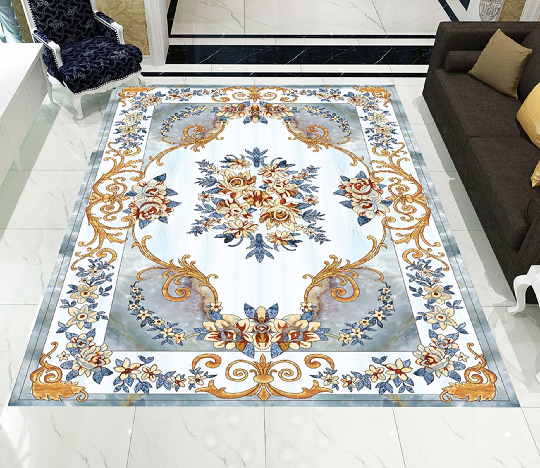 3D Marble Flower Pattern WG538 Floor Mural Wallpaper AJ Wallpaper 2 