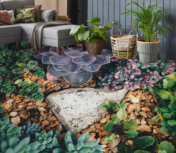 3D Purple Succulent Lotus 1488 Floor Mural