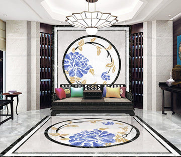 3D Blue Flowers WG447 Floor Mural Wallpaper AJ Wallpaper 2 