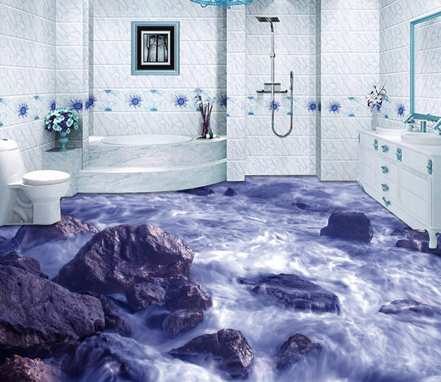 3D Rapids River Water 508 Floor Mural  Wallpaper Murals Rug & Mat Print Epoxy waterproof bath floor