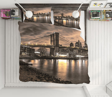 3D New York Bridge Night 85124 Assaf Frank Bedding Bed Pillowcases Quilt