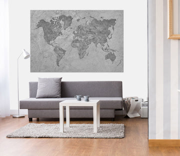 3D Grey Sea 243 World Map Wall Sticker