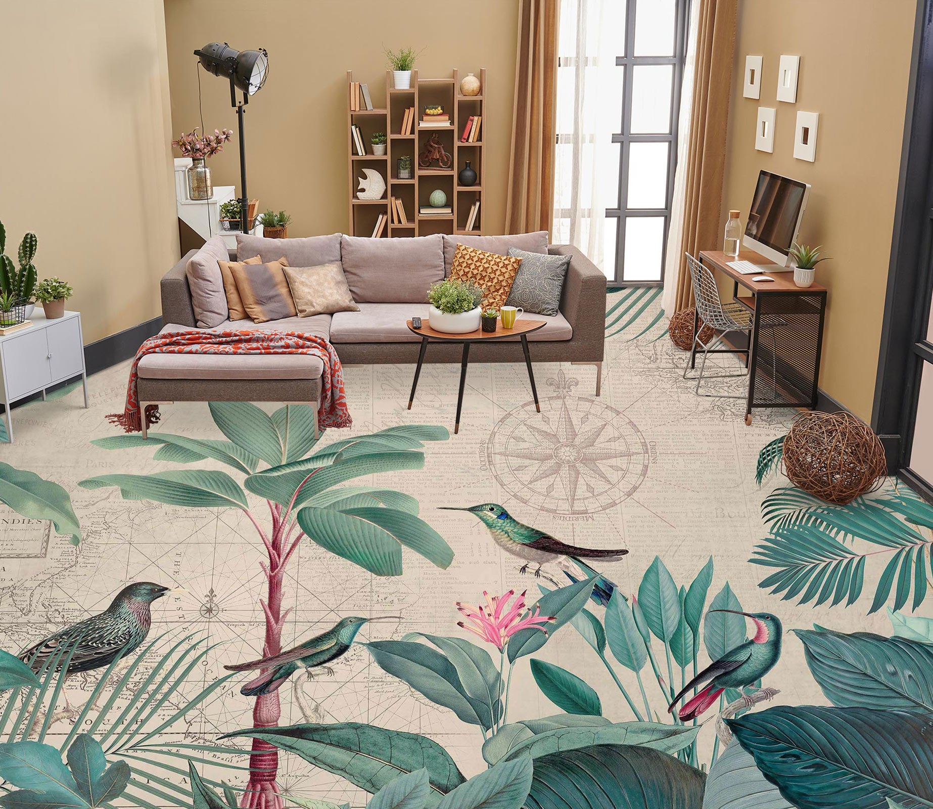 3D Tree Leaves Bird 10047 Andrea Haase Floor Mural  Wallpaper Murals Self-Adhesive Removable Print Epoxy