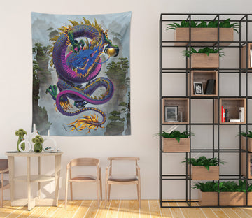 3D Purple Dragon 11707 Vincent Tapestry Hanging Cloth Hang