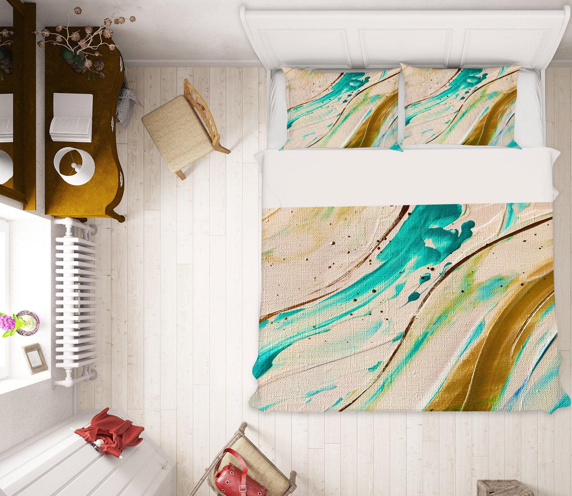 3D Blue Watercolor 438 Skromova Marina Bedding Bed Pillowcases Quilt