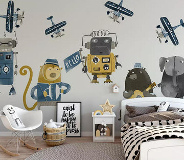3D Robot Airplane WC606 Wall Murals