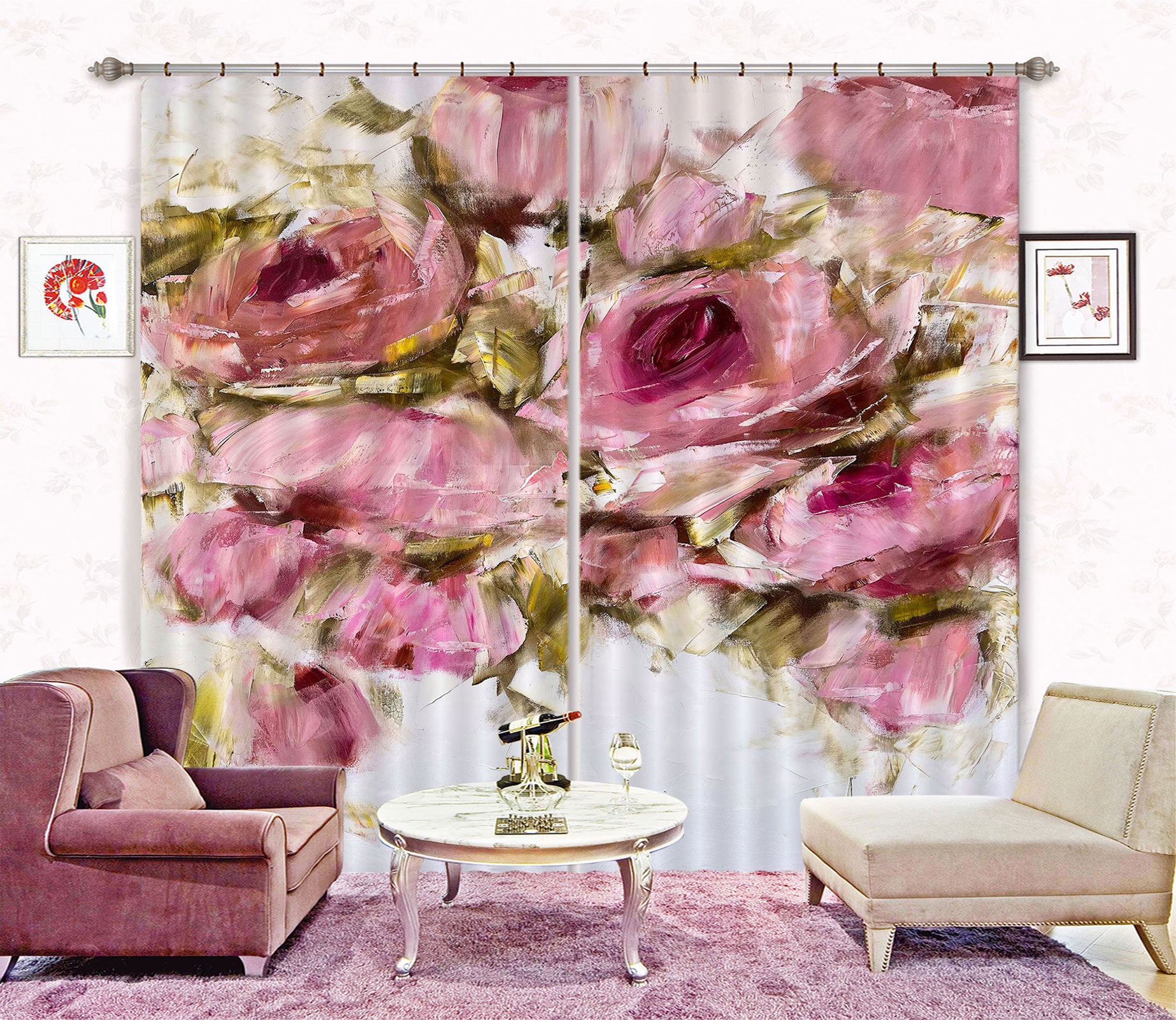 3D Elegant Rose 383 Skromova Marina Curtain Curtains Drapes