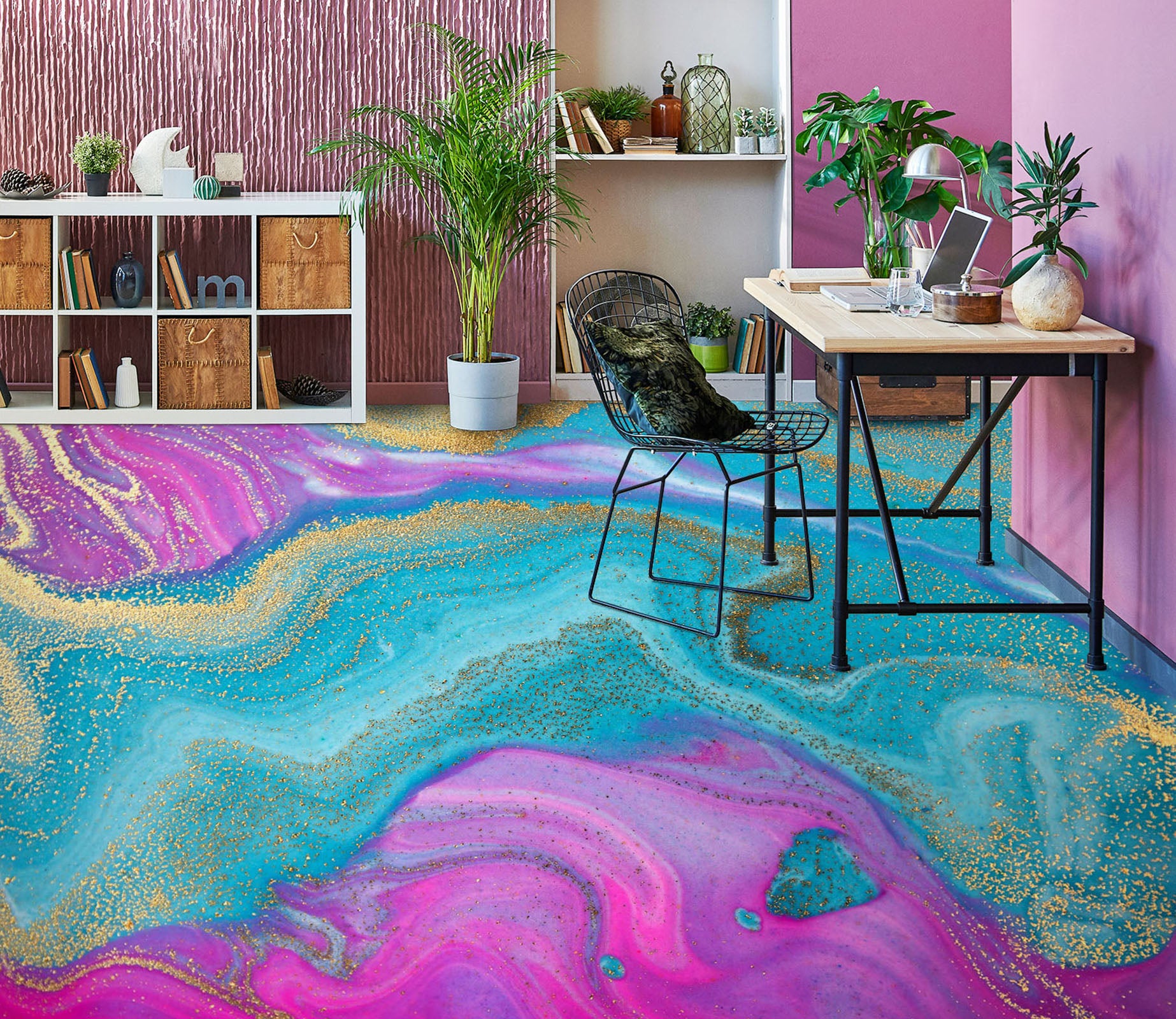 3D Abstract Blue Pink 922 Floor Mural  Wallpaper Murals Rug & Mat Print Epoxy waterproof bath floor
