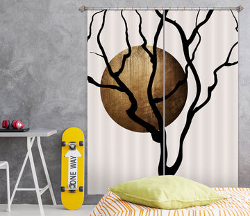 3D Golden Moon Tree 1088 Boris Draschoff Curtain Curtains Drapes