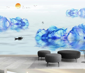 3D Rich Blue Ribbon Dip Dye 2333 Wall Murals