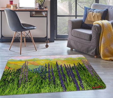 3D Purple Flowers 1023 Allan P. Friedlander Rug Non Slip Rug Mat