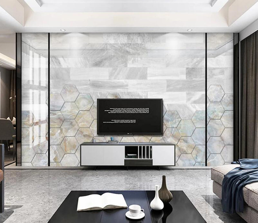 3D Light Hexagon 100 Wall Murals