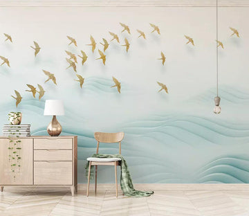 3D Golden Goose Flock WC374 Wall Murals