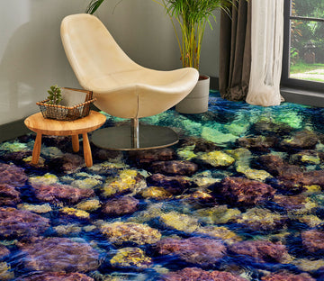 3D Purple Ocean Stones 063 Floor Mural  Wallpaper Murals Rug & Mat Print Epoxy waterproof bath floor