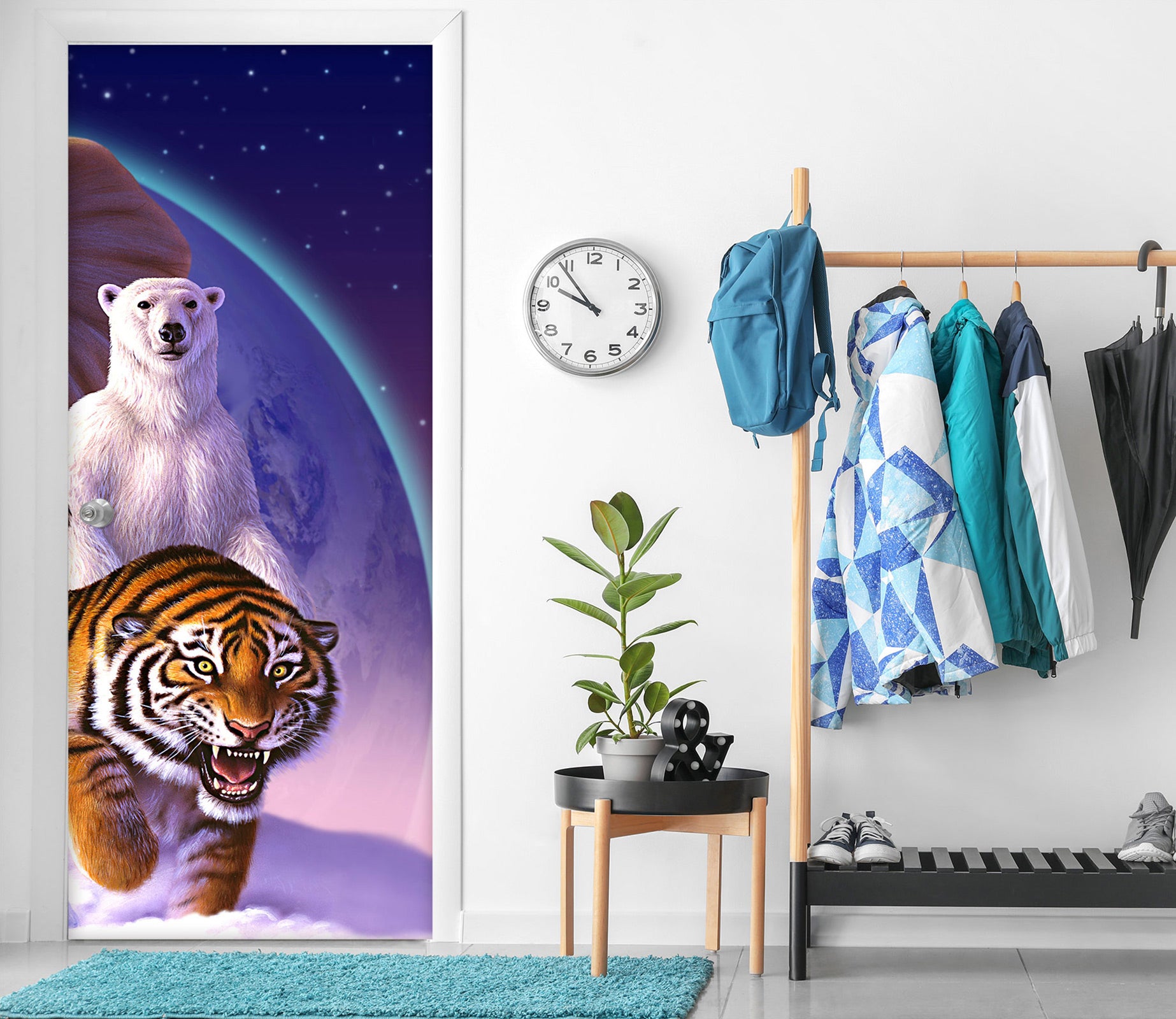 3D Polar Bear Tiger 112163 Jerry LoFaro Door Mural