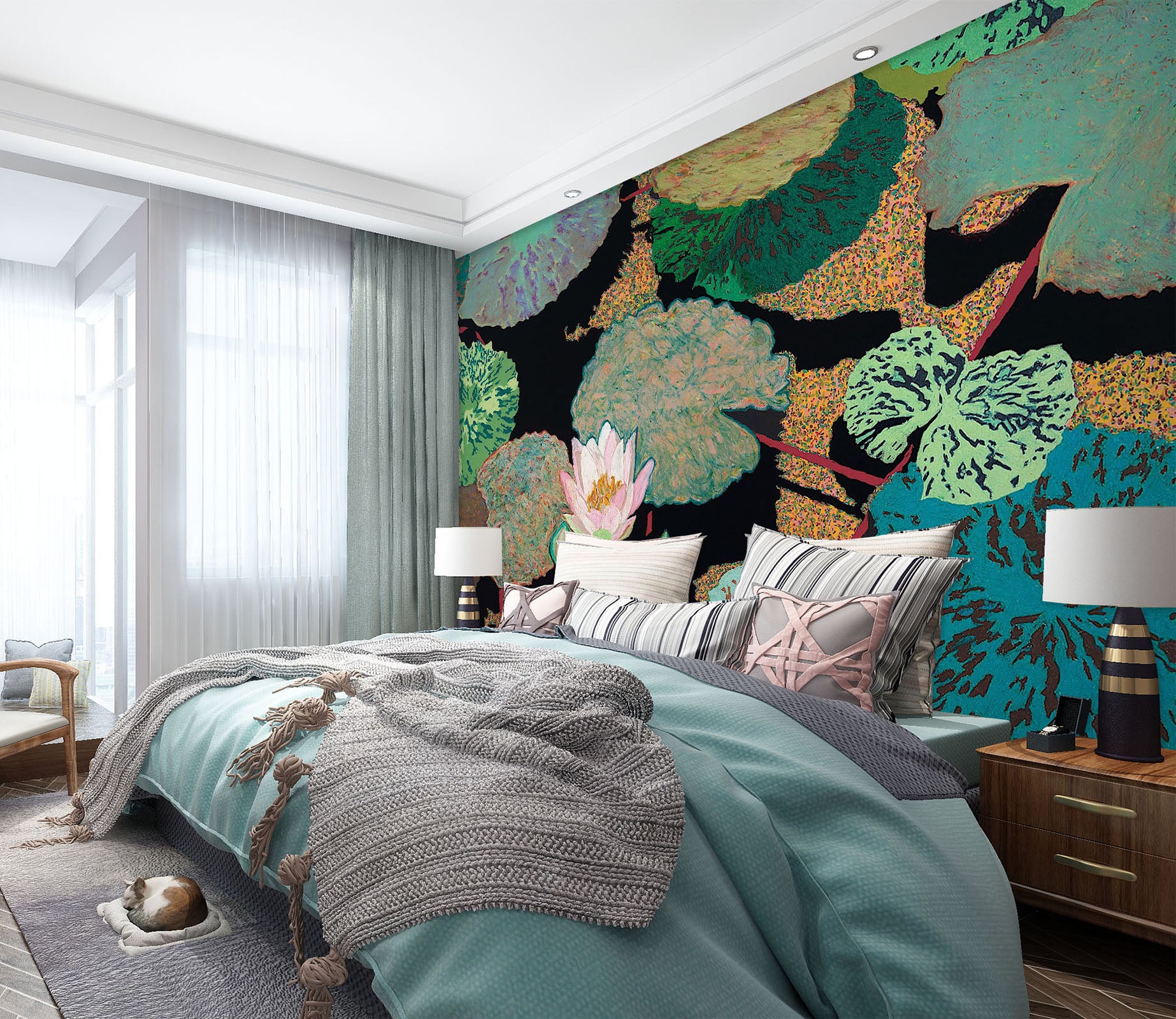 3D Pink Lotus 247 Allan P. Friedlander Wall Mural Wall Murals