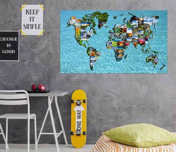 3D Island Architecture 133 World Map Wall Sticker