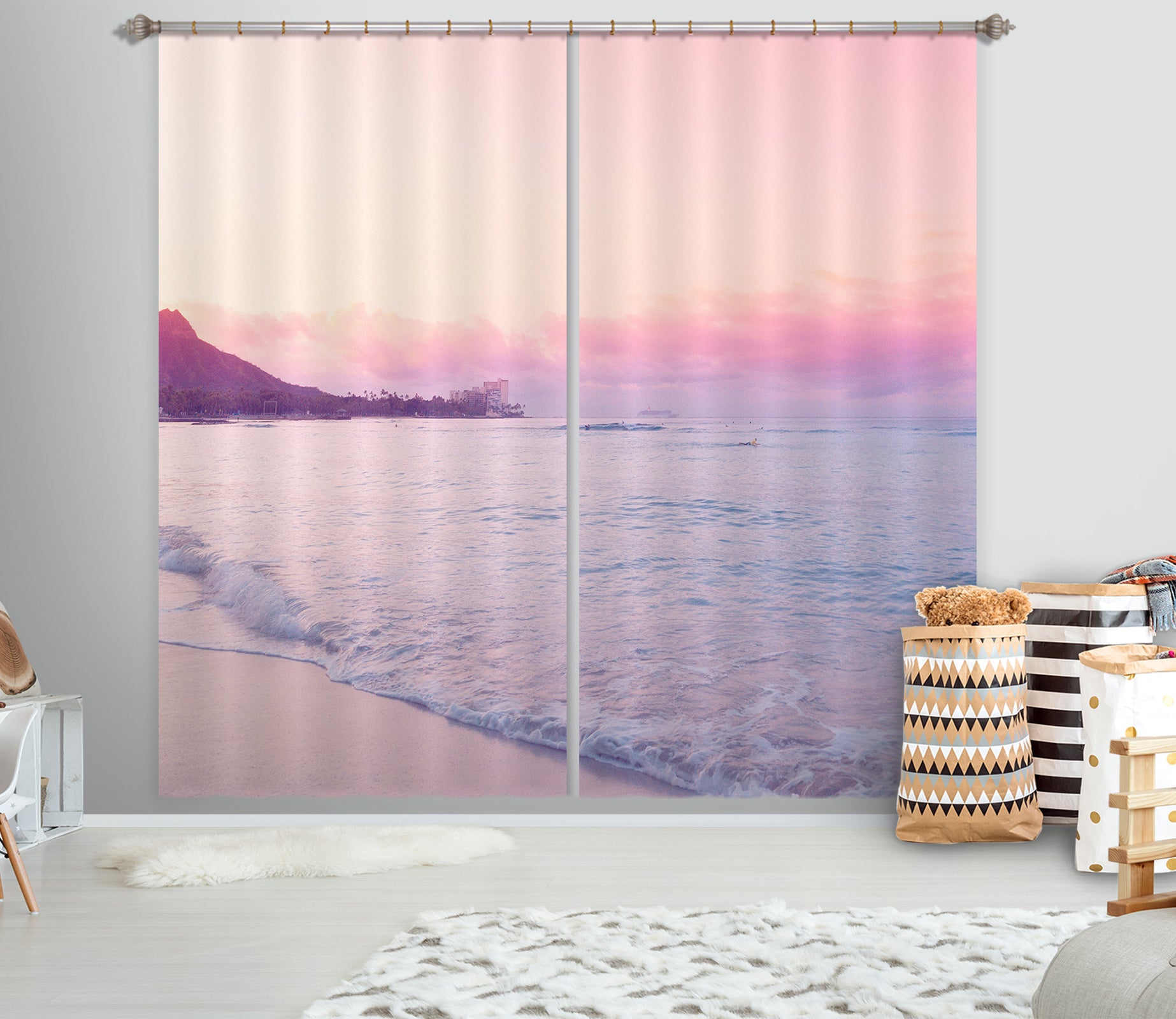 3D Pink Sky 058 Noirblanc777 Curtain Curtains Drapes