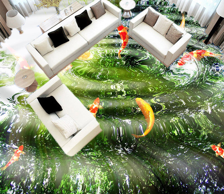 3D Clear Water Koi 567 Floor Mural  Wallpaper Murals Rug & Mat Print Epoxy waterproof bath floor
