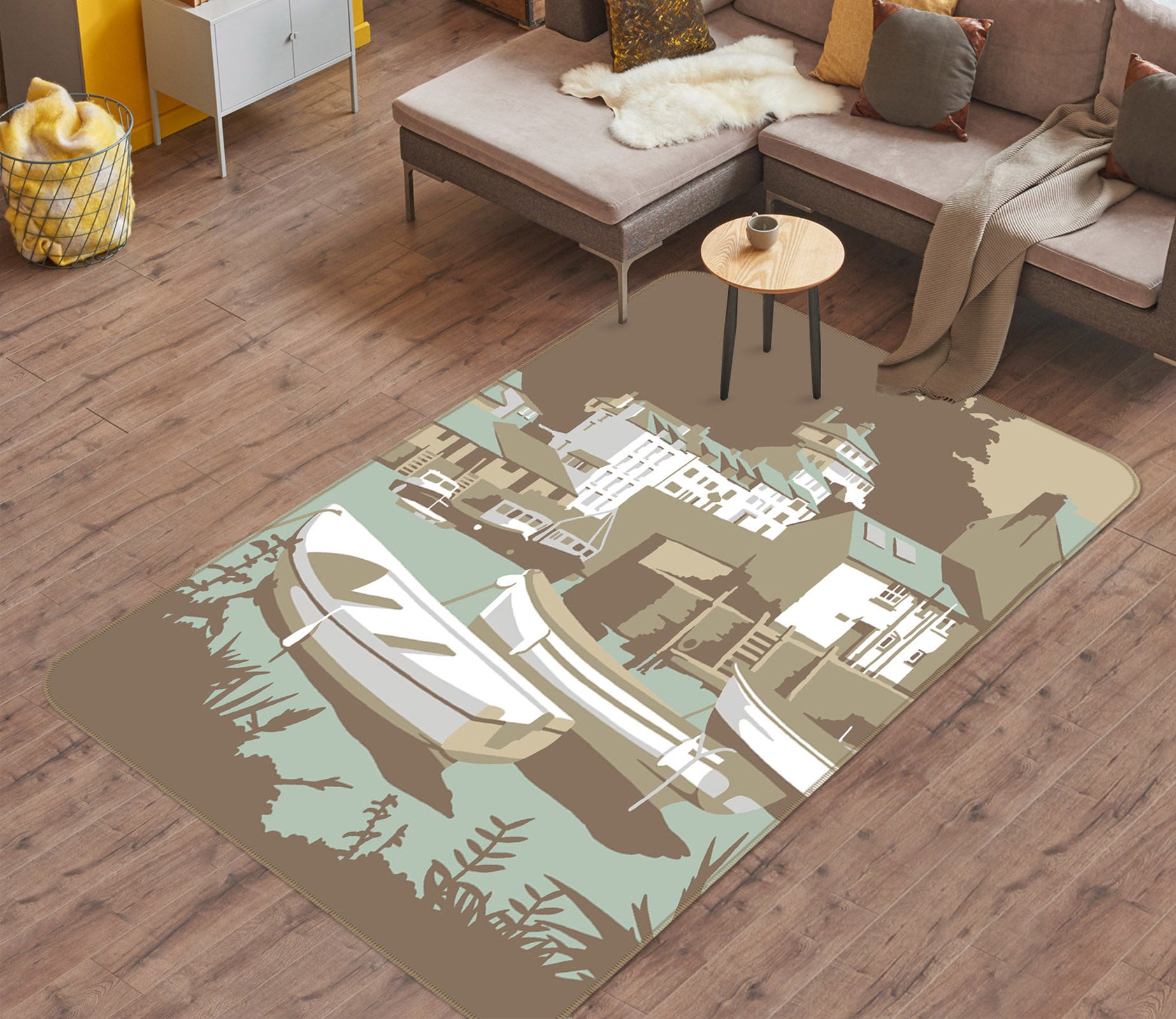 3D Polperro 1132 Steve Read Rug Non Slip Rug Mat